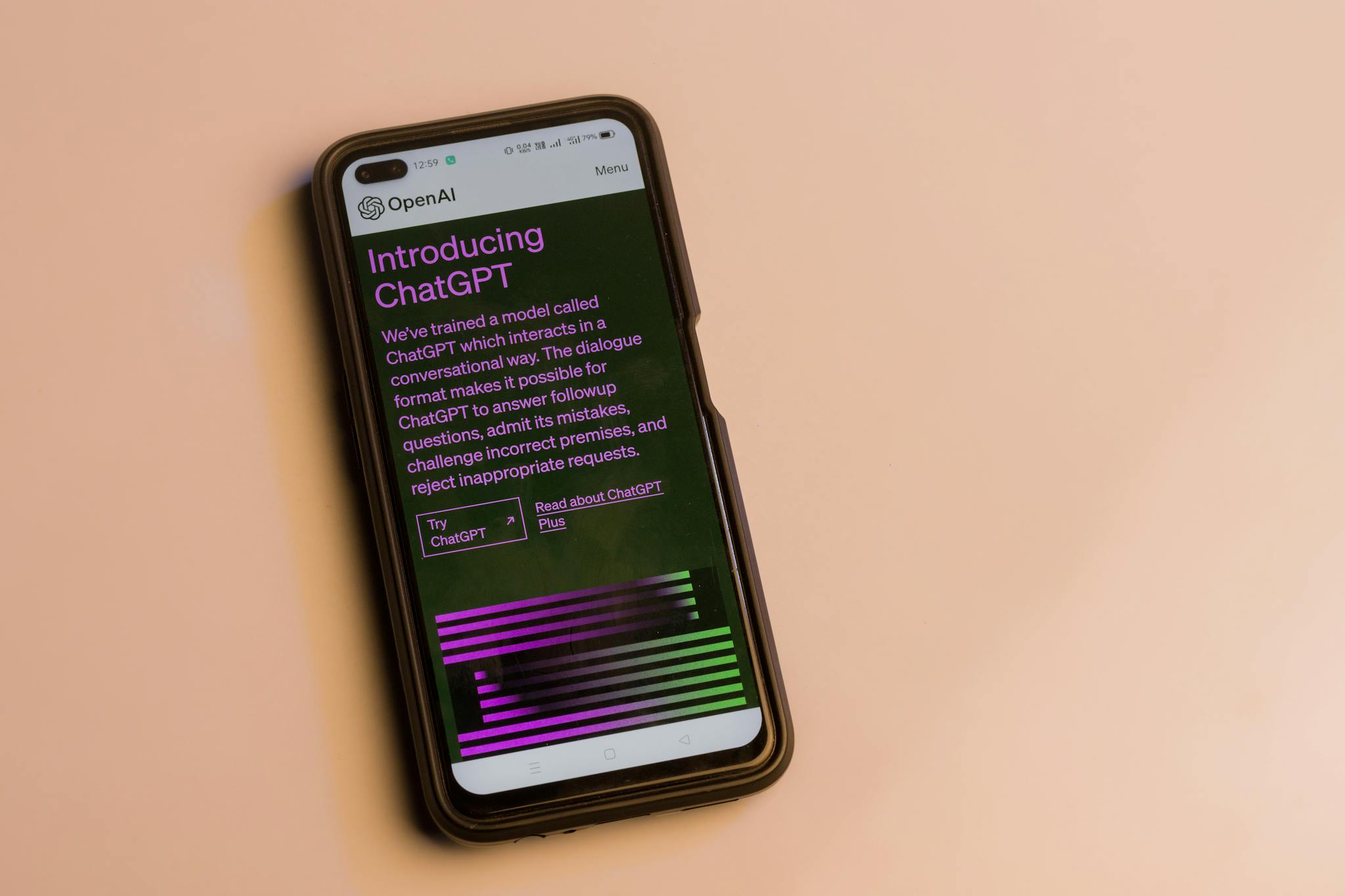 Smartphone Screen Showing Chatgpt Introduction By Openai